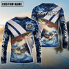 Maxcorners Fishing Blue Lava Smoke Silver Line Design Custom Name & Team Name 3D Shirts