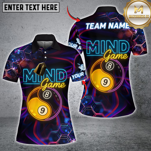Maxcorners Billiard Mind Game Neon Style Personalized Name 3D Unisex Shirt