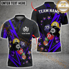 Maxcorners Pool Lightning Billiard Jersey Multicolor Option Personalized Name, Team Name 3D Polo Shirt