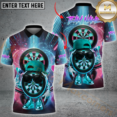Maxcorners Darts Neon Funny Dartboard Multicolor Customized Name, Team Name 3D Polo Shirt