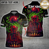 Maxcorners Bowling Neon Skull CNB Multicolor Customized Name, Team Name 3D Shirts