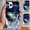 Maxcorners Blue Hexagon Water Splash Personalized Name Phone Case (13 Fish Species)
