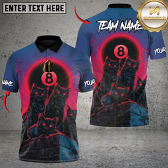 Maxcorners Billiard Blood Moon Cat Pack Multicolor Customized Name, Team Name 3D Shirts