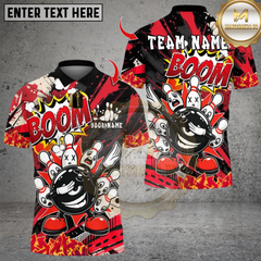 Maxcorners Bowling Angry Ball vs Screaming Pins Multicolor Customized Name, Team Name 3D Shirts