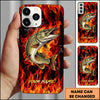 Maxcorner Fishing Fire Flame Background Personalized Name 3D Phone Case (10 Fish Species)