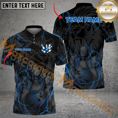 Maxcorners Thunder Bowling Jersey Multicolor Option Personalized Name, Team Name 3D Polo Shirt
