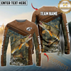 Maxcorners Fishing Leather Pattern Personalized Name, Team Name Long Sleeve Shirt