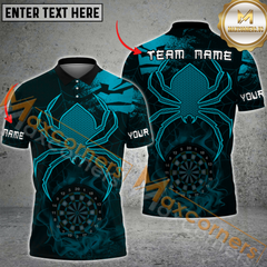 Maxcorners Darts Spider-Themed Fire Flame Multicolor Option Customized Name, Team Name 3D Polo Shirt