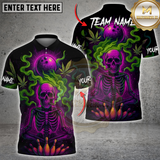 Maxcorners Bowling Neon Skull CNB Multicolor Customized Name, Team Name 3D Shirts