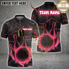 Maxcorners Bowling Neon Lightning Multicolor Customized Name, Team Name 3D Shirts