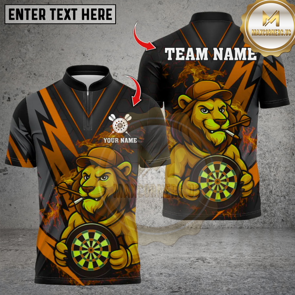 Maxcorners Darts Lion Design Multicolor Customized Name, Team Name 3D Shirts