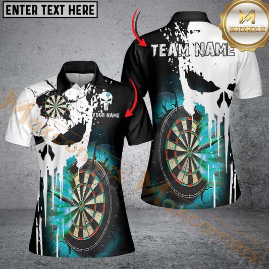 Maxcorners Darts Punished Skull Flame Mutilcolor Option Customized Name, Team Name 3D Shirt For Women