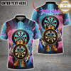 Maxcorners Darts Neon Target Champions Multicolor Customized Name, Team Name 3D Polo Shirt
