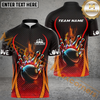 Maxcorners Ball And Pins Fire Dot Pattern Bowling Jersey Multicolor Customized Name, Team Name 3D Polo Shirt