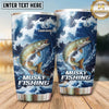 Maxcorners Fishing Tumbler Dramatic Ocean Wave Design Personalized Name Tumbler (13 Species)