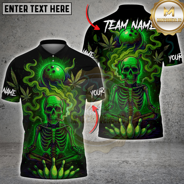 Maxcorners Bowling Neon Skull CNB Multicolor Customized Name, Team Name 3D Shirts