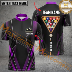 Maxcorners Classic Billiard Jersey Multicolor Option Customized Name, Team Name 3D Polo Shirt