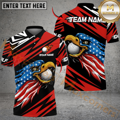 Maxcorners Patriot Eagle Golf Polo Shirt Customized Name, Team Name Shirts