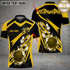 Maxcorners Bowling Thunder Falling Pattern Multicolor Customized Name, Team Name 3D Shirts