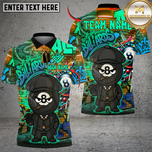 Maxcorners Billiards 8 Ball Graffiti By The Order Of Peaky B Personalized Name, Team Name Unisex Shirt (4 Colors)