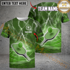 Maxcorners Pickleball Lightning Paddle Custom Name & Team 3D Shirt (4 Colors)