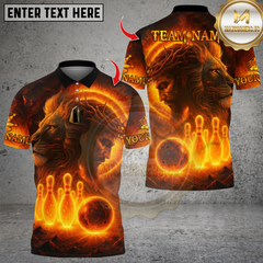 Maxcorners Flame The Lion OF Judah With Bowling Multicolor Customized Name, Team Name 3D Shirts