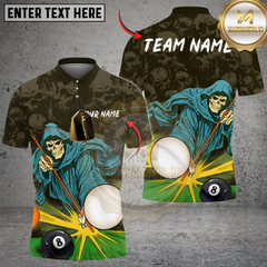 Maxcorners Billiard Ball 8 Pool Reaper Comic Style Personalized Name, Team Name Unisex Shirt