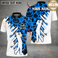 Maxcorners Spooky Swing Golf Polo Shirt, Customized Name & Team Name 3D Shirts (4 Colors)