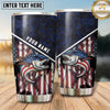 Maxcorners Fishing Tumbler Dark Patriotic Flag Emblem Design Personalized Name Tumbler (13 Species)