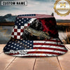 Maxcorners Grim Reaper Fishing American Flag Personalized Name 3D Bucket Hat (12 Fish Species)