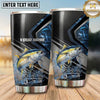 Maxcorners Fishing Tumbler Black Blue Carbon Panel Design Personalized Name Tumbler (13 Species)