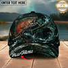 Maxcorners Fishing Dark Ocean Swirl Rod Splash Personalized 3D Cap (12 Fish Species)