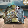 Maxcorners Fishing American Flag & Cross Design With Camo Detail Multicolor Personalized Name 3D Cap (8 Breeds)