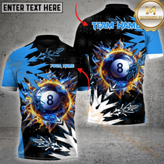 Maxcorners Billiard 8-Ball Pool Power Frozen Multicolor Customized Name, Team Name 3D Shirt