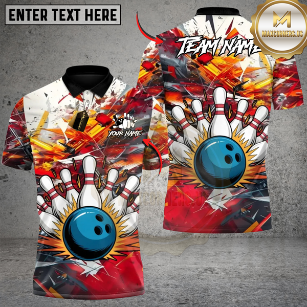 Maxcorners  Bowling Blast Multicolor Customized Name, Team Name 3D Shirts