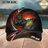 Maxcorners Fishing Skull Angler Red Wave Personalized 3D Cap