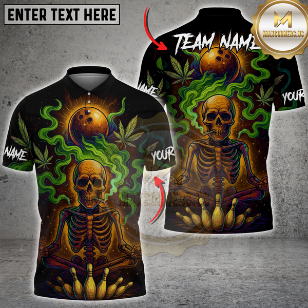 Maxcorners Bowling Neon Skull CNB Multicolor Customized Name, Team Name 3D Shirts
