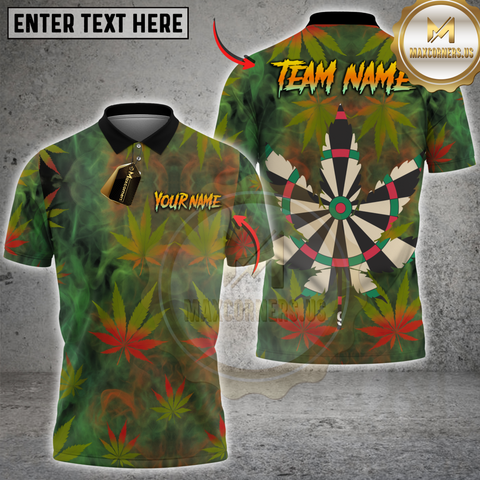 Maxcorners Darts Leaf Smoke Design Personalized Name 3D Unisex Shirt