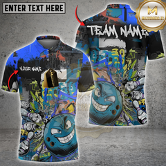 Maxcorners Graffiti Rage Bowling Jersey Multicolor Customized Name, Team Name 3D Shirts