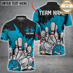 Maxcorners Bowling Lightning Blast Multicolor Personalized 3D Shirt,   Angry Ball & Exploding Pins Shirts