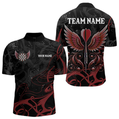 Maxcorners Personalized Red Black Arrow Wings Dart Shirts For Men Team Darts Jerseys LM0554