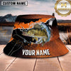 Maxcorners Fishing Bold Orange Black Fishing Scene with Dynamic Splash Personalized Name 3D Bucket Hat (13 Fish Species)