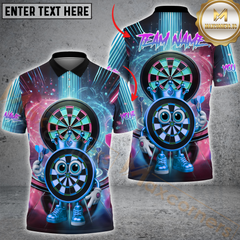 Maxcorners Darts Neon Target Champions Multicolor Customized Name, Team Name 3D Polo Shirt