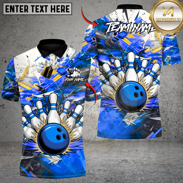 Maxcorners  Bowling Blast Multicolor Customized Name, Team Name 3D Shirts