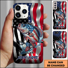 Maxcorners Crappie Fishing Phone Case Patriotic Style Personalized Name Phone Case