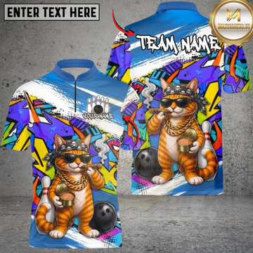 Maxcorners Bowling Cat Graffiti Personalized Name 3D Unisex Shirt