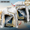 Maxcorners White Marble & Gold Trim Mahi Mahi Splash Heartbeat Line Personalized Name, Team Name 3D Long Sleeve Shirt