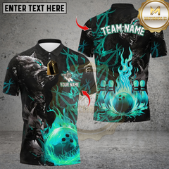 Maxcorners Bowling Flame Wolf Multioptions Personalized Name, Team Name Unisex 3D Shirts