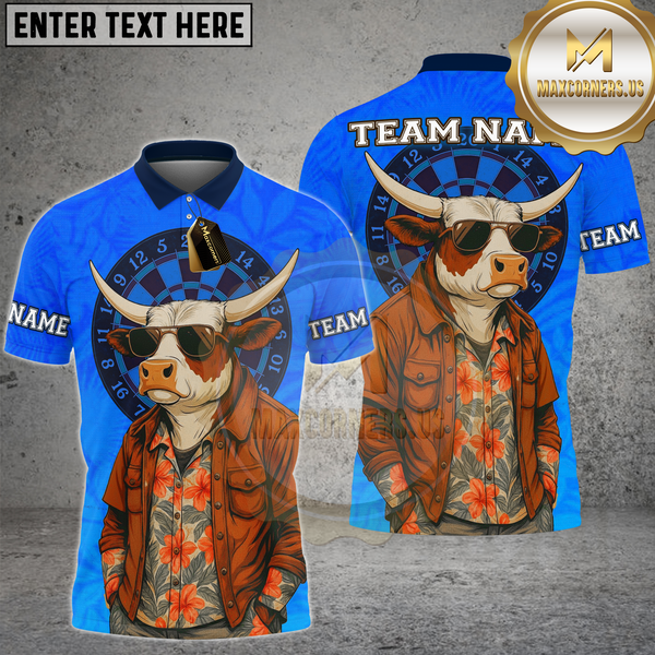 Maxcorners Dart Shirt Retro Cowboy Style Sunglasses Design Multioptions Personalized Name, Team Name Unisex 3D Shirt (4 Colors)