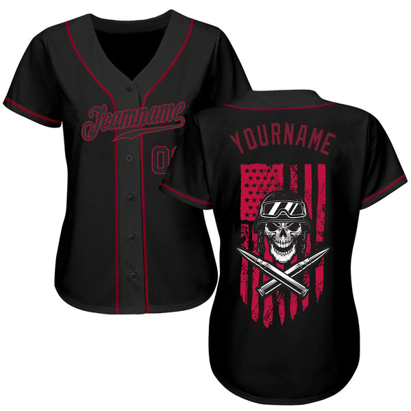 Maxcorners Custom 3D Pattern Design Skull Uncle Sam American Flag Premium Baseball Jersey LM0210